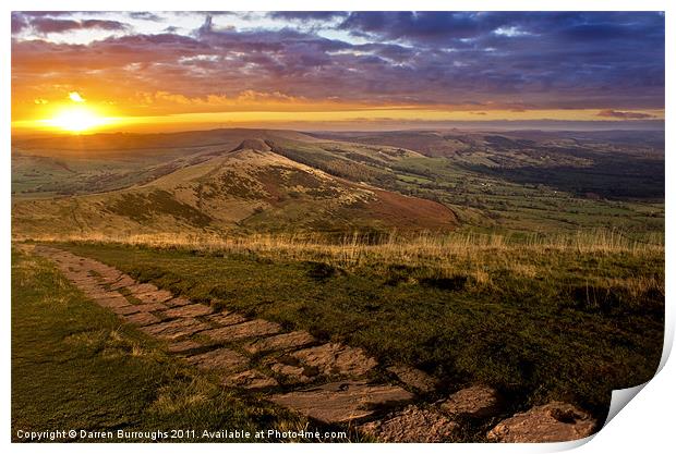 Sunrise On Mam Tor Derbyshire Print by Darren Burroughs