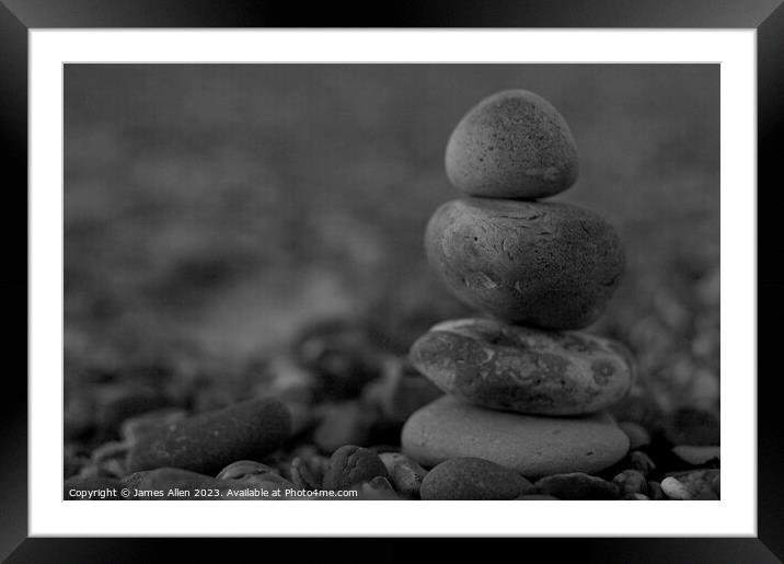 Stacked up Beach Stones  Framed Mounted Print by James Allen