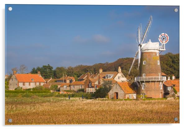 Cley-next-the-Sea village and windmill. Acrylic by Bill Allsopp