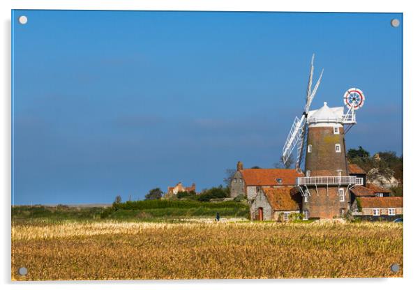Cley Mill and marshes. Acrylic by Bill Allsopp