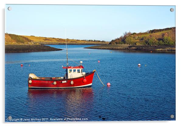 Strangford Lough Boat, Northern Ireland Acrylic by Jane McIlroy