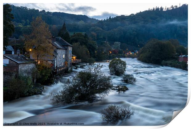 Milky water at Llangollen Print by Clive Wells