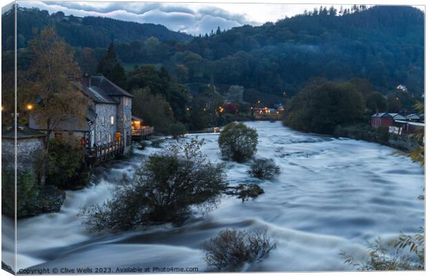 An evening view of  Llangollen Canvas Print by Clive Wells