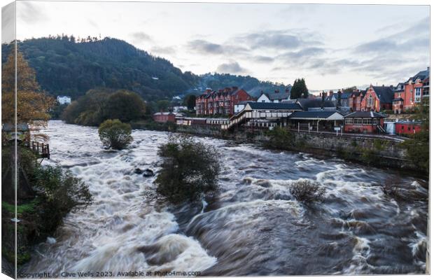 High water level in Llangollen Canvas Print by Clive Wells