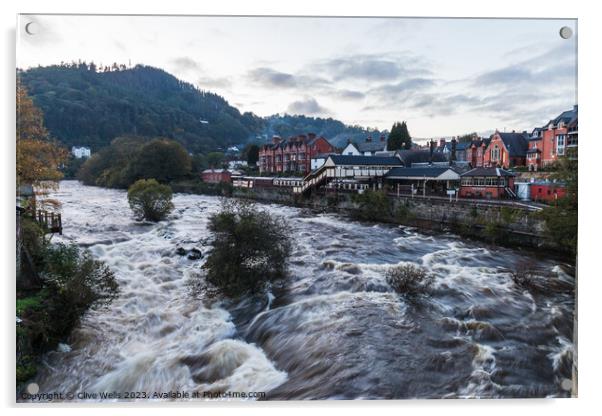 High water level in Llangollen Acrylic by Clive Wells