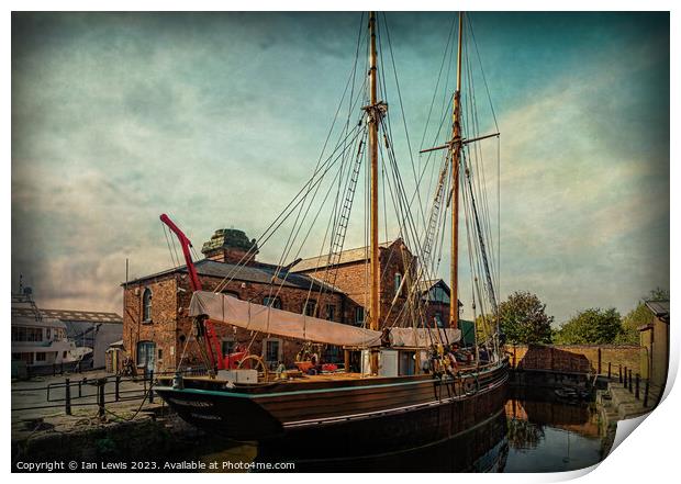 Tall Ship in Dock at Gloucester Print by Ian Lewis