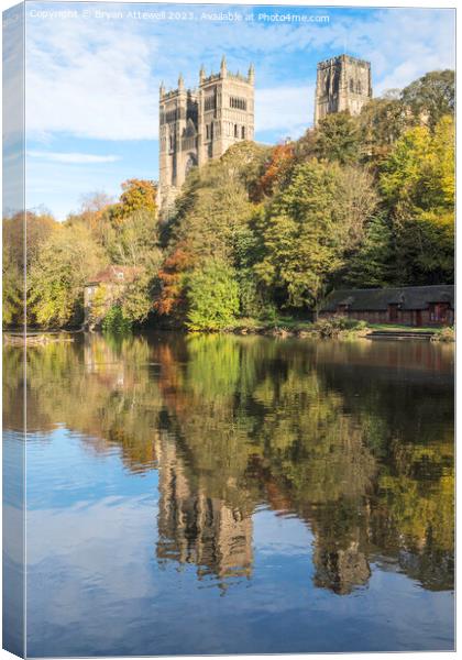 Durham cathedral in autumn Canvas Print by Bryan Attewell
