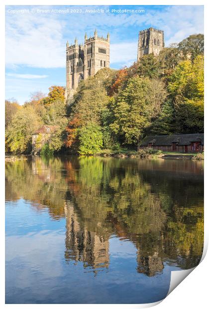 Durham cathedral in autumn Print by Bryan Attewell
