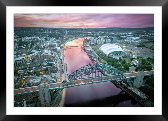 Newcastle Bridges Framed Mounted Print by Apollo Aerial Photography
