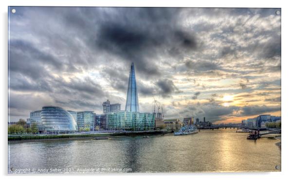 View of the Shard and City Hall London Acrylic by Andy Salter