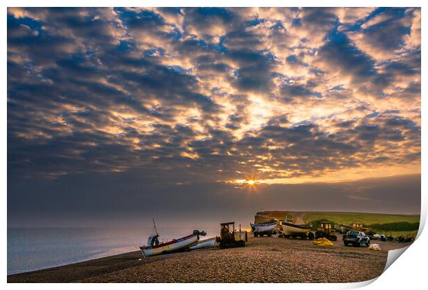 Fishing boats at Salthouse. Print by Bill Allsopp