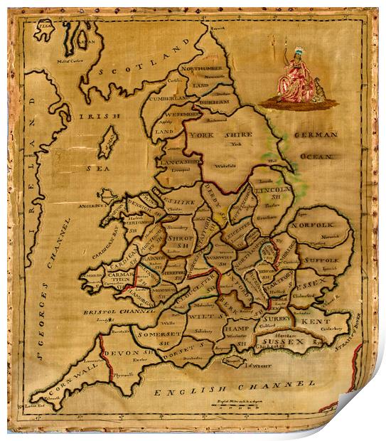 Antique English counties Map Print by Steve Painter