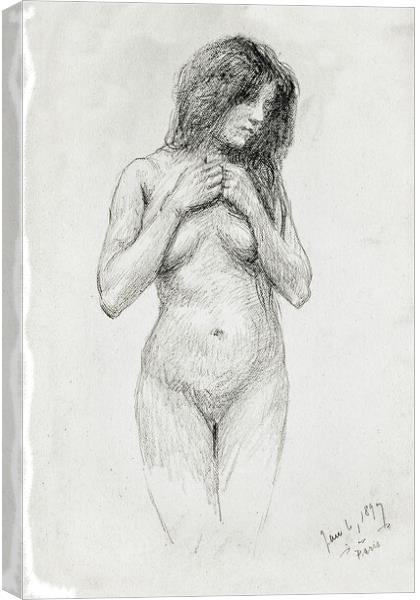 Naked woman standing pose Canvas Print by Steve Painter