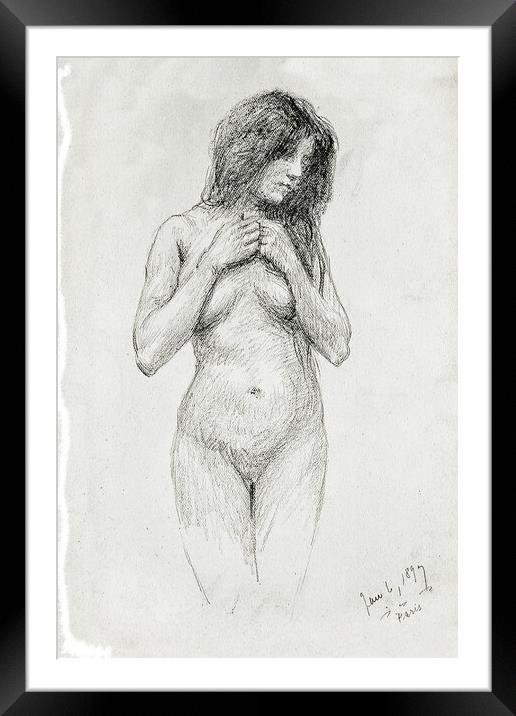 Naked woman standing pose Framed Mounted Print by Steve Painter