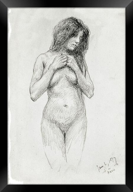 Naked woman standing pose Framed Print by Steve Painter