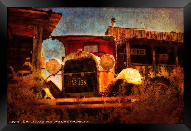 Rusty Old Car Gold King Mine Ghost Town Az USA  Framed Print by Barbara Jones