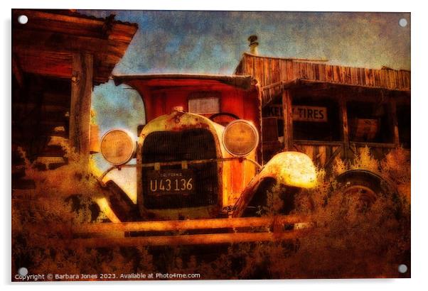 Rusty Old Car Gold King Mine Ghost Town Az USA  Acrylic by Barbara Jones