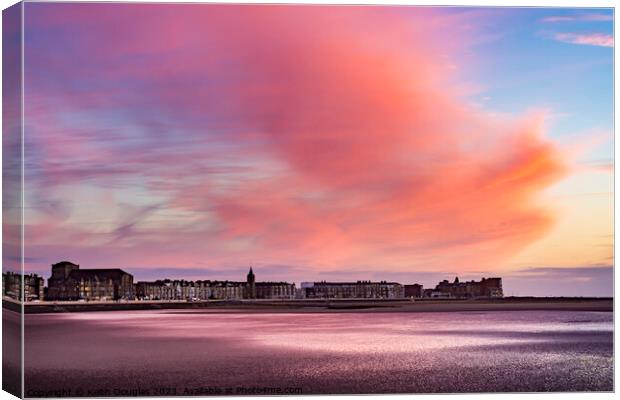 Morecambe West End at Sunset Canvas Print by Keith Douglas