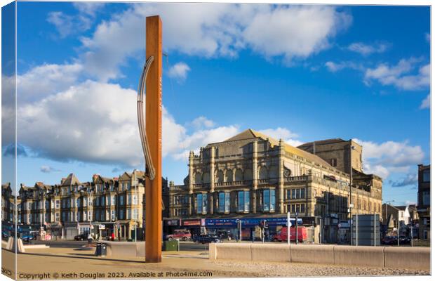 Morecambe Sculpture and Alhambra Theatre Canvas Print by Keith Douglas