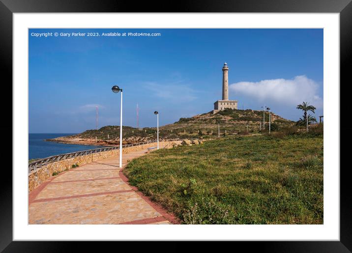 Walking path leading towards the lighthouse in Cabo de Palos, near Murcia, Spain.	 Framed Mounted Print by Gary Parker