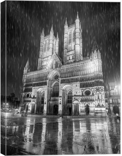 Lincoln Cathedral in the downpour Canvas Print by Andrew Scott