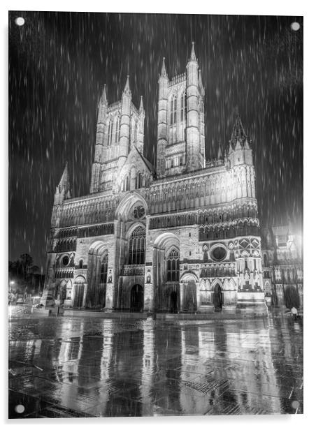 Lincoln Cathedral in the downpour Acrylic by Andrew Scott