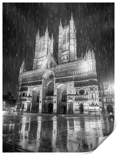 Lincoln Cathedral in the downpour Print by Andrew Scott