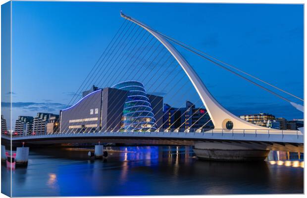 Blue hour at the Liffey Canvas Print by Thomas Schaeffer