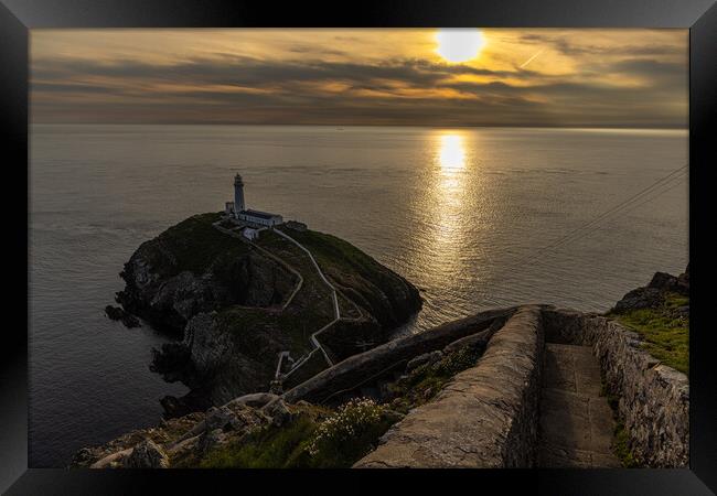 Sunset at South Stack Framed Print by Thomas Schaeffer