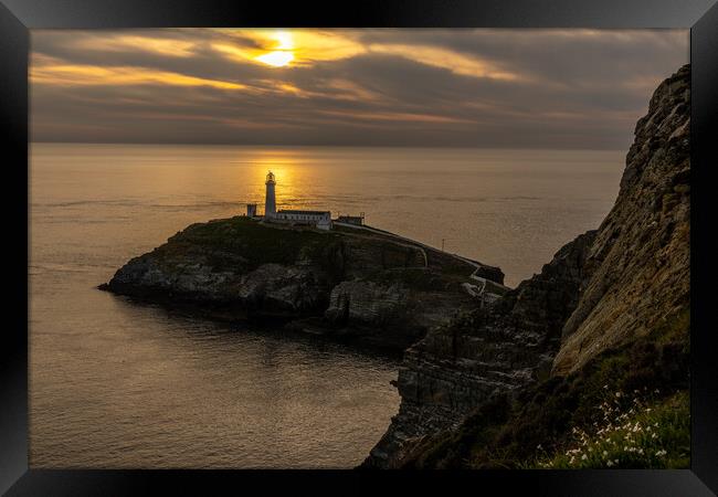 Sunset at South Stack Framed Print by Thomas Schaeffer