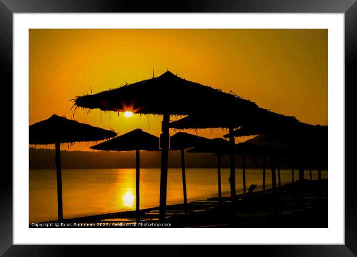 Rhodes Sunrise Framed Mounted Print by Russ Summers
