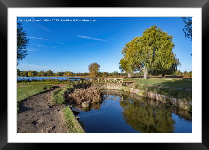 Little bridge across Bushy Park ponds in Surrey UK Framed Mounted Print by Kevin White