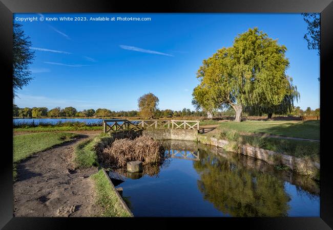 Little bridge across Bushy Park ponds in Surrey UK Framed Print by Kevin White