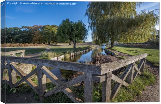 Stream leading to leg of Mutton pond Bushy Park Surrey Canvas Print by Kevin White