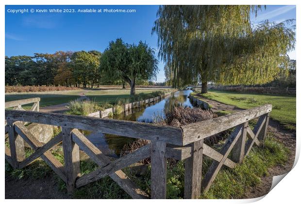 Stream leading to leg of Mutton pond Bushy Park Surrey Print by Kevin White