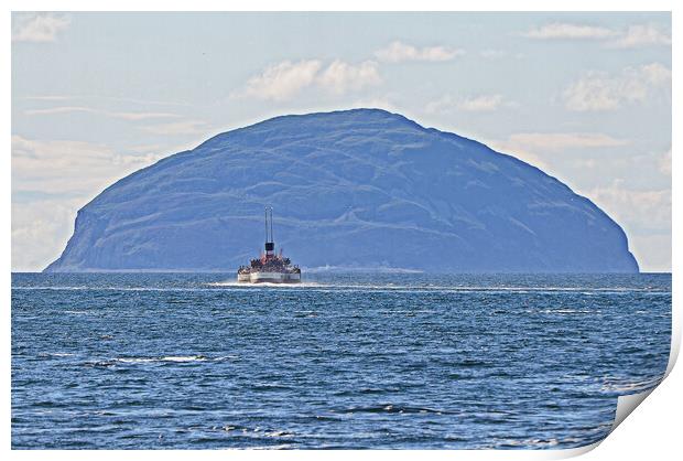 Paddle steamer Waverley heading for Ailsa Craig Print by Allan Durward Photography
