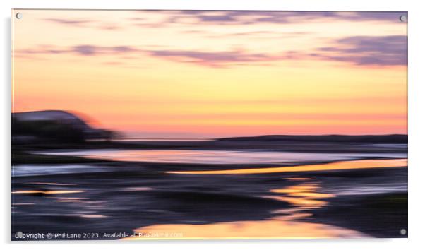 Nevern Estuary Sunset Acrylic by Phil Lane