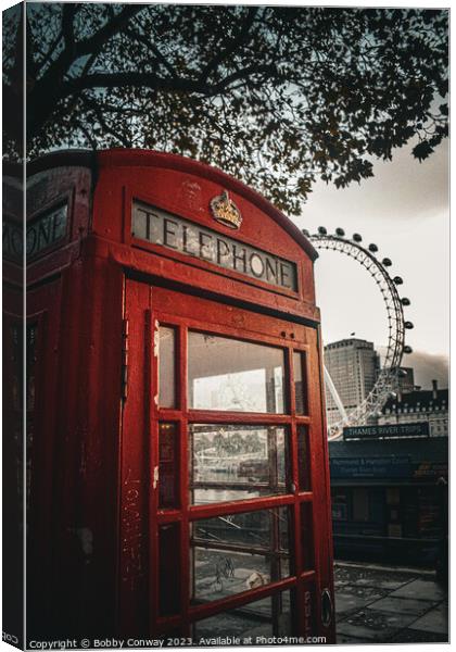 Iconic Telephone box and London eye Canvas Print by Bobby Conway