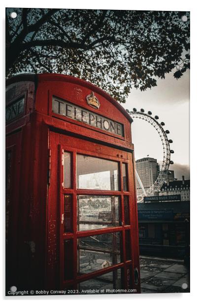 Iconic Telephone box and London eye Acrylic by Bobby Conway