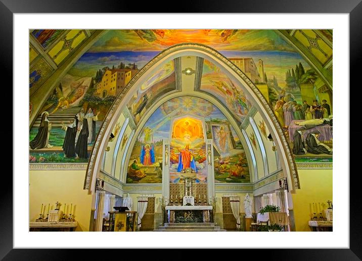 Church Fresco Paintings - St. Amelie Church Baie-Comeau Quebec Framed Mounted Print by Martyn Arnold