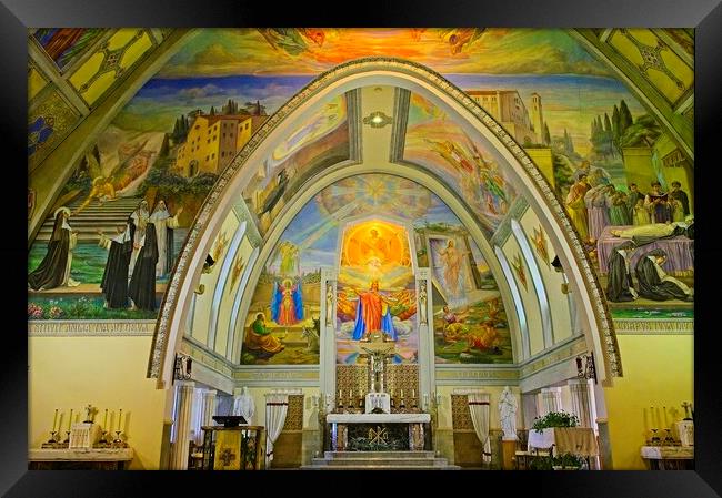 Church Fresco Paintings - St. Amelie Church Baie-Comeau Quebec Framed Print by Martyn Arnold