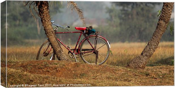 Bicycle in RED Canvas Print by Bhagwat Tavri