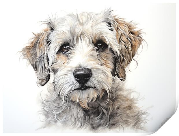 Dandie Dinmont Terrier Pencil Drawing Print by K9 Art