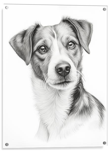 Danish Swedish Farmdog Pencil Drawing Acrylic by K9 Art