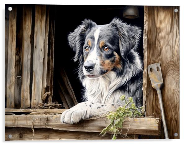 Danish Swedish Farmdog Pencil Drawing Acrylic by K9 Art