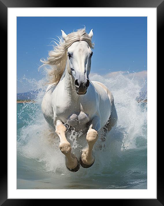 Camargue Horse Framed Mounted Print by Steve Smith