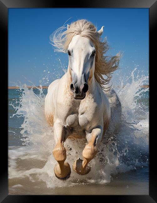 Camargue Horse Framed Print by Steve Smith