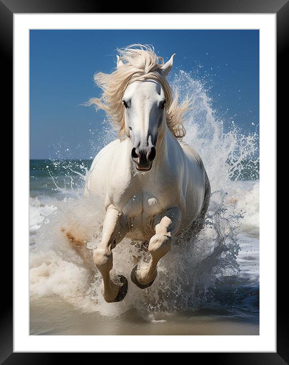 Camargue Horse Framed Mounted Print by Steve Smith