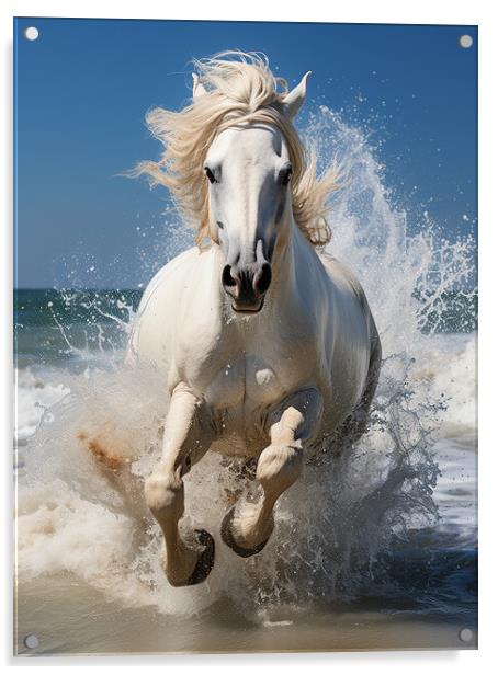 Camargue Horse Acrylic by Steve Smith