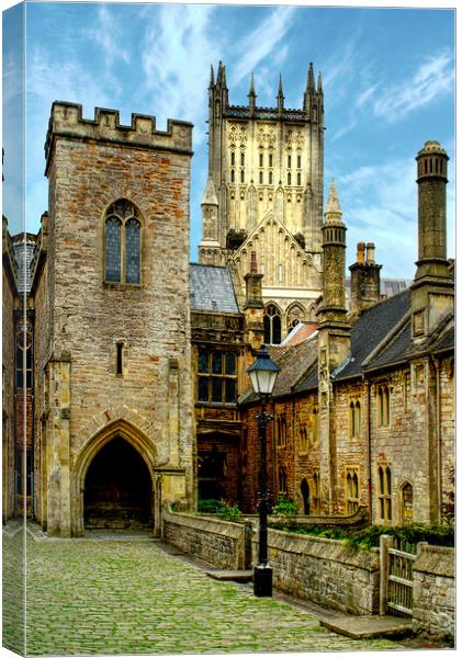 Wells Cathedral and Vicars Close Canvas Print by Alison Chambers